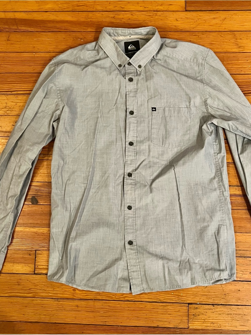 Men’s Quicksilver Gray/Blue Long Sleeve Button Down Formal Shirt Size Medium